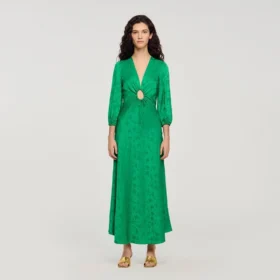 Maxikleid aus Jacquard mit Blumenmuster
