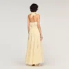 Maxikleid aus Leinen mit Blumenmuster am Ausschnitt