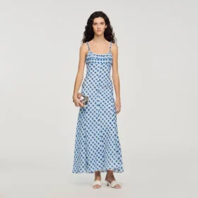 Maxikleid aus Leinen mit Gingham-Muster