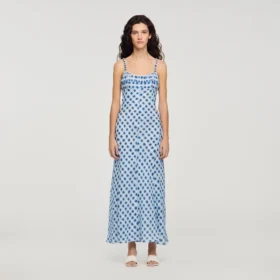 Maxikleid aus Leinen mit Gingham-Muster