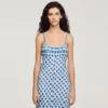 Maxikleid aus Leinen mit Gingham-Muster