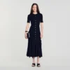 Maxikleid aus Strick mit Rüschen