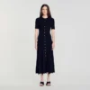 Maxikleid aus Strick mit Rüschen