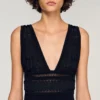 Maxikleid aus Strick mit Rüschen
