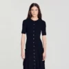 Maxikleid aus Strick mit Rüschen