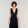 Maxikleid aus Strick mit Rüschen