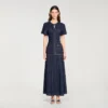 Maxikleid aus Strick mit Strasssteinen