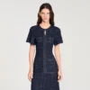 Maxikleid aus Strick mit Strasssteinen