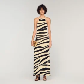 Maxikleid aus Strick mit Zebradruck