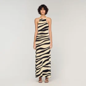 Maxikleid aus Strick mit Zebradruck
