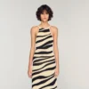 Maxikleid aus Strick mit Zebradruck