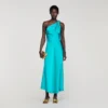 Maxikleid in Satinoptik mit Schleife