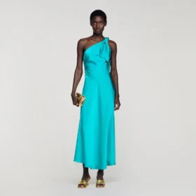 Maxikleid in Satinoptik mit Schleife