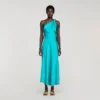 Maxikleid in Satinoptik mit Schleife