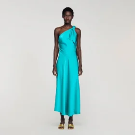 Maxikleid in Satinoptik mit Schleife