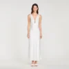 Maxikleid mit Satin-Optik und Schmucksteinen