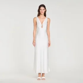 Maxikleid mit Satin-Optik und Schmucksteinen
