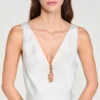 Maxikleid mit Satin-Optik und Schmucksteinen