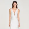 Maxikleid mit Satin-Optik und Schmucksteinen