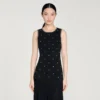 Maxikleid mit Strass-Blumenprint