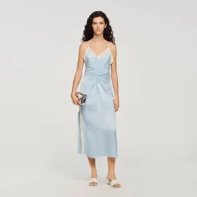 Maxikleid mit Trägern in Satin-Optik