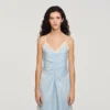 Maxikleid mit Trägern in Satin-Optik