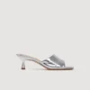 Metallic-Leder-Pantoletten mit Absatz