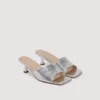 Metallic-Leder-Pantoletten mit Absatz