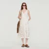 Midi-Kleid aus durchbrochener Baumwolle mit Blumenmuster