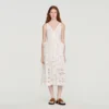 Midi-Kleid aus durchbrochener Baumwolle mit Blumenmuster
