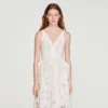 Midi-Kleid aus durchbrochener Baumwolle mit Blumenmuster