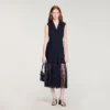 Midi-Kleid aus Plissee-Spitze