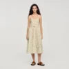 Midi-Kleid mit Trägern und Blumenmuster