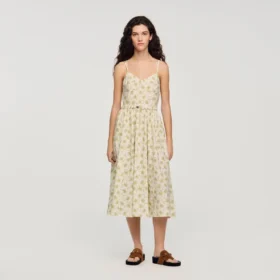 Midi-Kleid mit Trägern und Blumenmuster