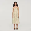 Midi-Kleid mit Trägern und Blumenmuster