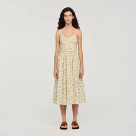 Midi-Kleid mit Trägern und Blumenmuster