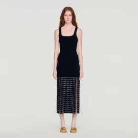 Midi-Strickkleid mit Fransen