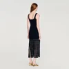 Midi-Strickkleid mit Fransen