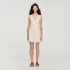 Mini-Leinenkleid mit Bortenverzierung