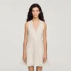 Mini-Leinenkleid mit Bortenverzierung