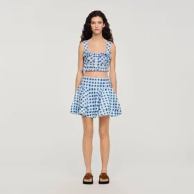 Mini-Rock aus Leinen mit Gingham-Karomuster