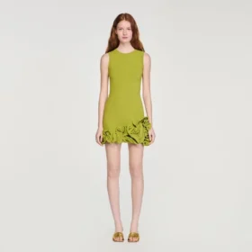 Mini-Strickkleid mit Blumenmuster