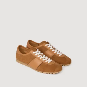 Niedriger Sneaker aus Leder und Wildleder