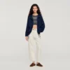 Oversize-Jacke mit besticktem Kragen