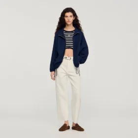Oversize-Jacke mit besticktem Kragen
