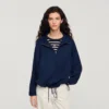 Oversize-Jacke mit besticktem Kragen