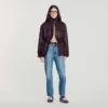 Oversize-Jacke mit Lederkragen