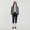 Oversize-Jacke mit Lederkragen