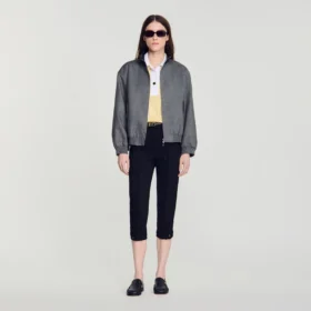 Oversize-Jacke mit Lederkragen