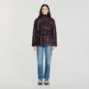 Oversize-Jacke mit Lederkragen